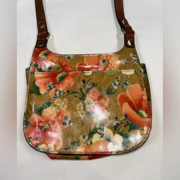 Patricia Nash glazed leather floral studded messenger crossbody - Picture 4 of 16